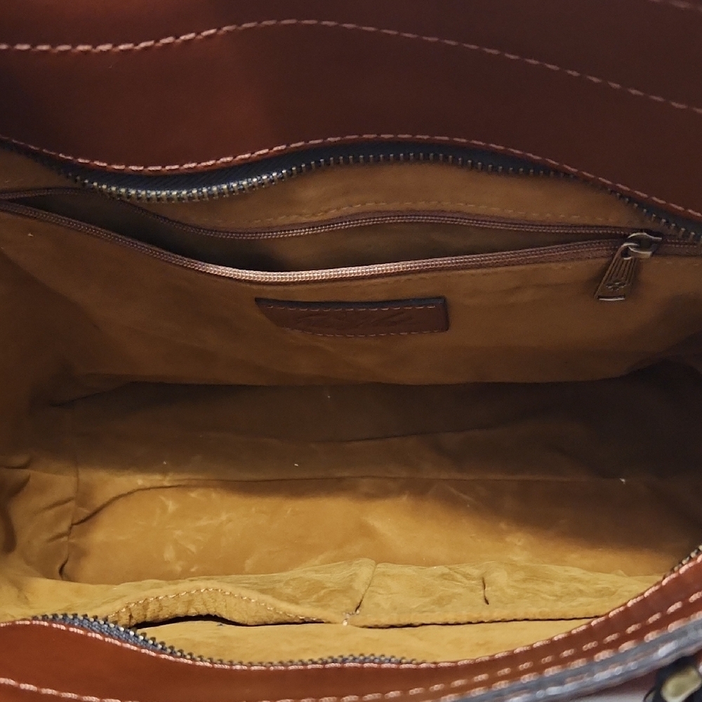 Patricia Nash Brown Leather Tote Bag with Front Pocket - Picture 4 of 10